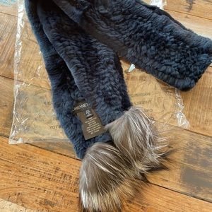 NEW Adrienne Landau Rabbit & Fox Fur Scarf